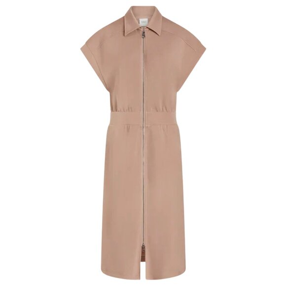 533. Varley Louisa Zip-Through Midi Dress Light Taupe $188 NWT Small - Picture 1 of 5